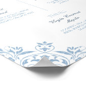 Poster Bleu et blanc Chic Mariage Signature Boissons (Coin)