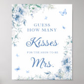 Poster Bleu et blanc Combien de baisers Fête des mariées (Devant)