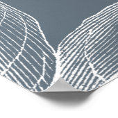 Poster Bleu et blanc Dusty Floral Line Art (Coin)