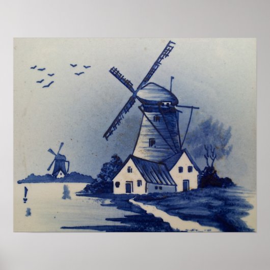 Poster Bleu et blanc vintage Delft (Devant)