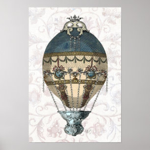 Poster Bleu et crème baroques de ballon
