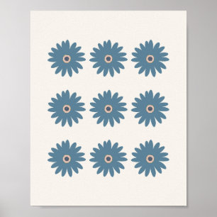Poster Bleu et crème Daisy