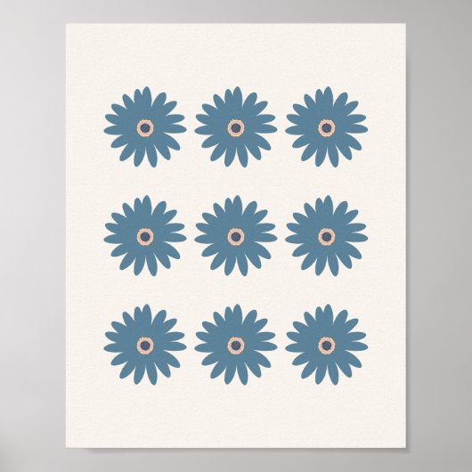 Poster Bleu et crème Daisy (Devant)