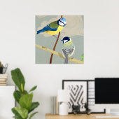 Poster Bleu et grande mésange (Bureau à domicile)