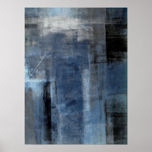 Poster Bleu et gris 'maladroit' Art Abstrait (Devant)