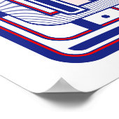 Poster Bleu et Rouge Abstrait Rétro Futuriste (Coin)