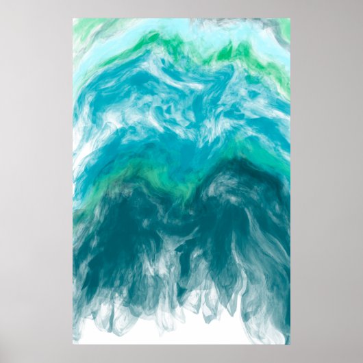 Poster Bleu et Turquoise Ocean Waves Digital Ar (Devant)