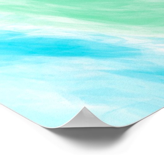 Poster Bleu et Turquoise Ocean Waves Digital Ar (Coin)