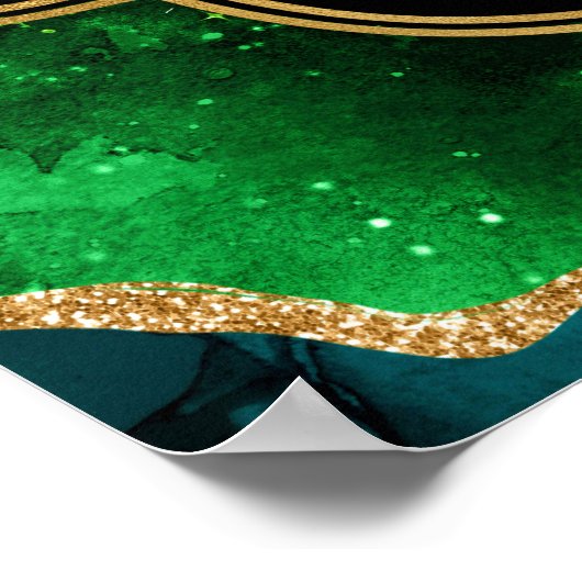 Poster Bleu et vert Peacock Agate Sweet sixteen Bienvenue (Coin)