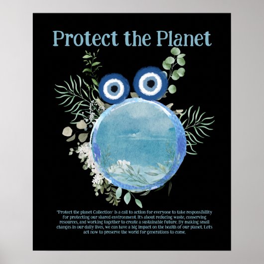 Poster Bleu et vert PROTÉGER LA PLANÈTE, SAUVER L'ART DE  (Devant)