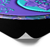 Poster Bleu et Violet Yin Yang (Coin)