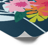 Poster Bleu fleurs botaniques florales bouquet joli art (Coin)