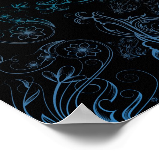 Poster bleu floral (Coin)