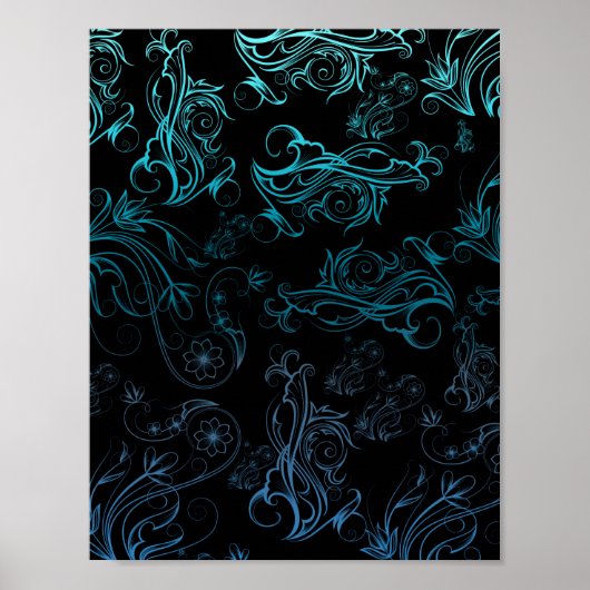 Poster bleu floral (Devant)