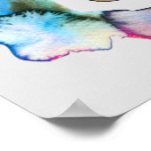 Poster Bleu floral Abstrait dans l'aquarelle gris (Coin)