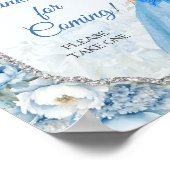 Poster Bleu Floral Argent Couronne Quinceañera Merci (Coin)