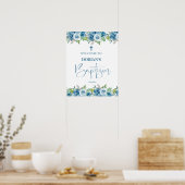 Poster bleu Floral Boy Baptism (Cuisine)