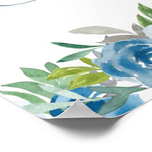 Poster bleu Floral Boy Baptism (Coin)