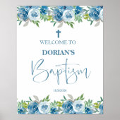 Poster bleu Floral Boy Baptism (Devant)