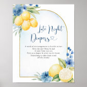 Poster Bleu Floral Citron Squeeze Principal Late Nuit (Devant)