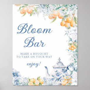 Poster Bleu Floral Citrus Thème Bloom Bar