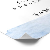 Poster Bleu Floral Love est Mariage Sucré Dessert Bar Pan (Coin)