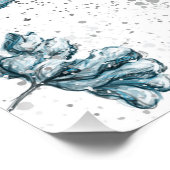 Poster Bleu floral peint à la main (Coin)