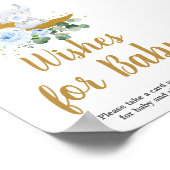 Poster Bleu Floral verdure Eléphant Moon Voeux pour bébé (Coin)