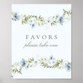 Poster Bleu Floral Wreath Favore le panneau Baby shower (Devant)