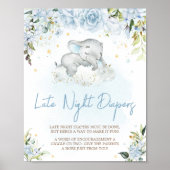 Poster Bleu Flore Eléphant Late Night Diapés (Devant)