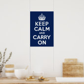 Poster Bleu foncé Gardez le calme et continuer (Cuisine)