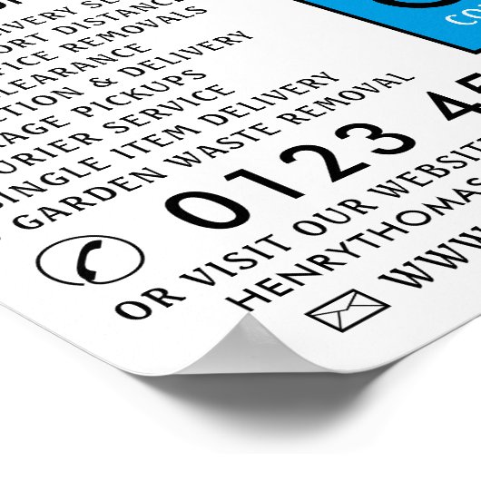 Poster Bleu fourgonnette d'enlèvement, entreprise d'enlèv (Coin)