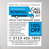 Poster Bleu fourgonnette d'enlèvement, entreprise d'enlèv (Devant)