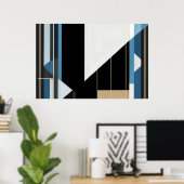 Poster Bleu géométrique et or (Bureau à domicile)