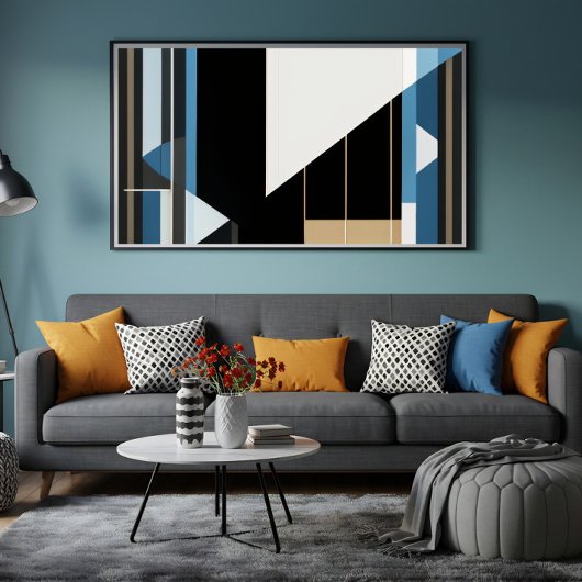 Poster Bleu géométrique et or