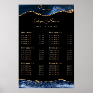Poster Bleu Gold Liste des prix