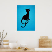 Poster Bleu Gracieux Mal Noir Chat (Cuisine)
