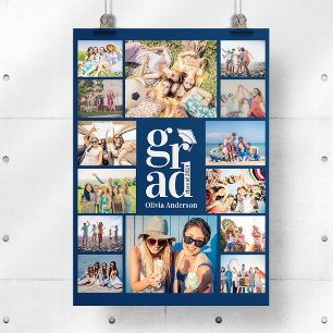 Poster Bleu Grad photo multiple Collage souvenirs