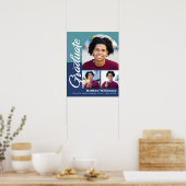 Poster Bleu Graduation 3 Photo Bold Arch Script Moderne (Cuisine)