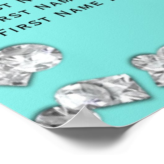 Poster Bleu Grand Blanc Bow Diamonds Glam Siège (Coin)