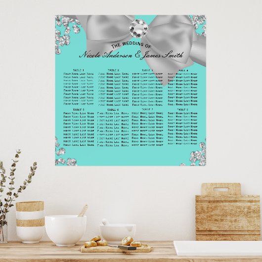 Poster Bleu Grand Blanc Bow Diamonds Glam Siège (Cuisine)