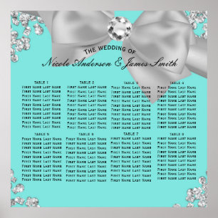 Poster Bleu Grand Blanc Nœud Diamants Glam Sièges