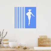 Poster Bleu Grandes Modernes avec Silhouette Mode (Cuisine)