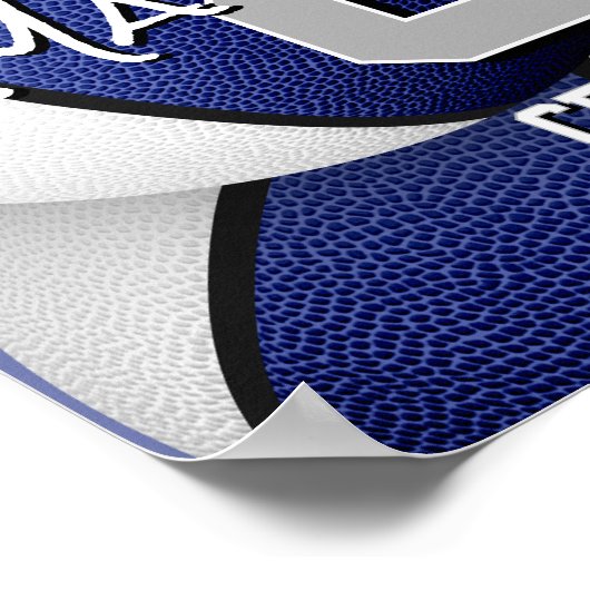 Poster bleu gris équipe de basket couleurs photo de l'équ (Coin)