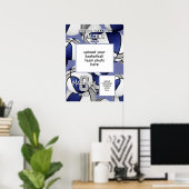Poster bleu gris équipe de basket couleurs photo de l'équ (Bureau à domicile)