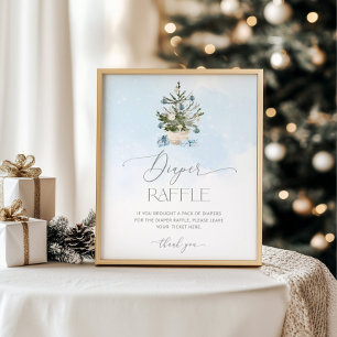 Poster Bleu hiver Bébé il fait froid à l'extérieur de la