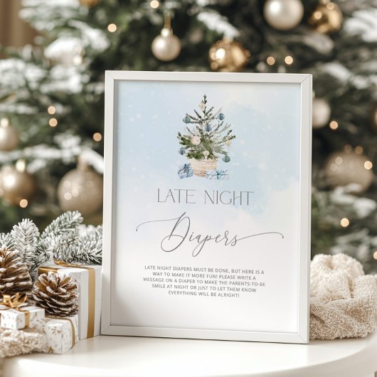 Poster Bleu hiver Chritmas arbre Nuit tardive couches