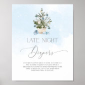 Poster Bleu hiver Chritmas arbre Nuit tardive couches (Devant)