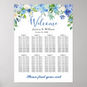 Poster Bleu Hydrangea 8 Tables Mariage GRAPHIQUE DE SÉJOU (Devant)