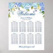 Poster Bleu Hydrangea 8 Tables Mariage GRAPHIQUE DE SÉJOU (Devant)